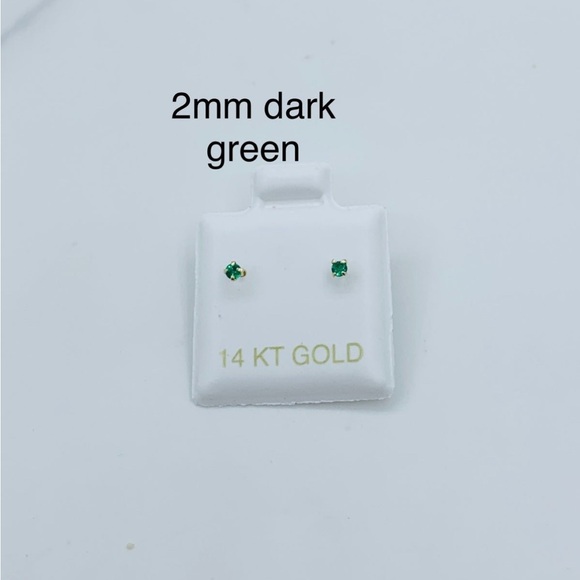 Real 14k Gold Earrings 2mm Tiny baby girl Screwback Women - aretes en oro